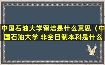 中国石油大学留培是什么意思（中国石油大学 非全日制本科是什么意思）